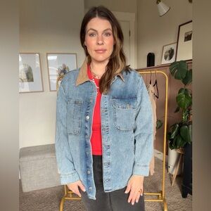 Target Denim Jacket with Tan Corduroy Collar